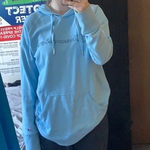 Blue champion hoodie size large
